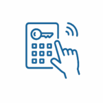 a hand touching a keypad